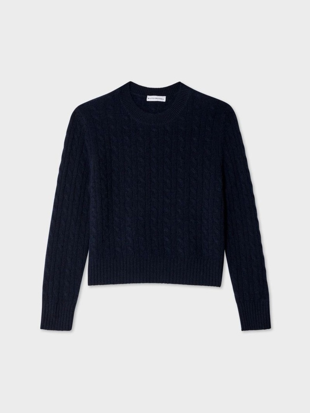 White + Warren Cashmere Cable-Knit Crewneck Sweater - Navy S